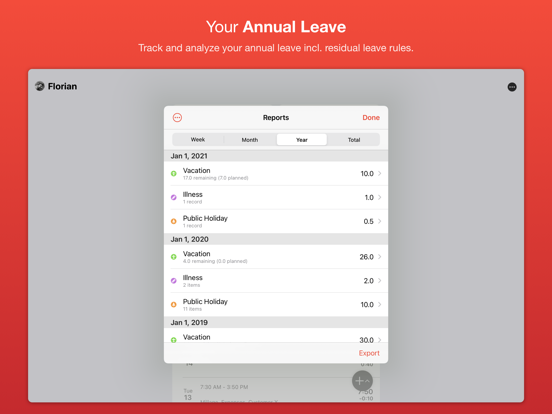 WorkTimes - Hours Tracker iPad app afbeelding 5