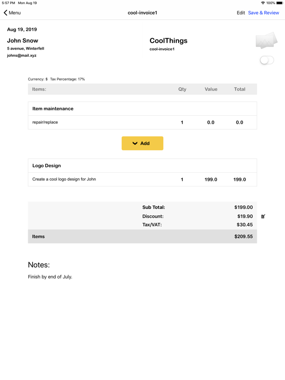 Screenshot #5 pour Freelance Invoice