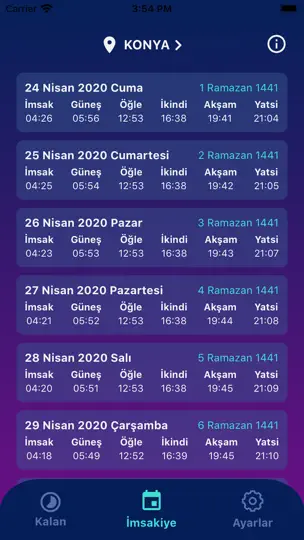 AKINSOFT Namaz Vakitleri iPhone Ekran Görüntüsü 5