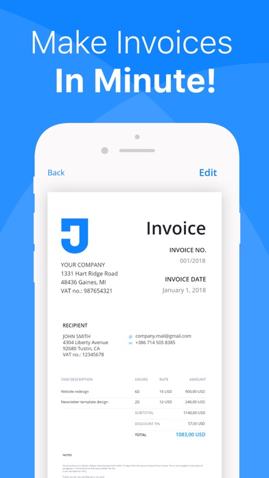Screenshot #1 pour Go Invoice: Mobile Invoice App