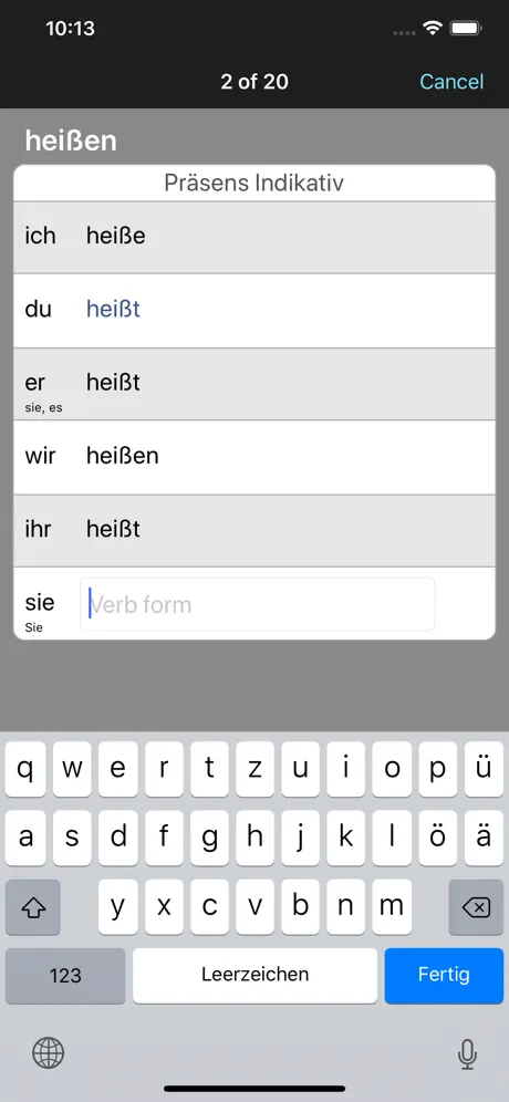 VerbForms Deutsch