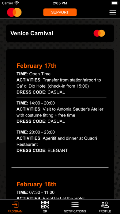 Mastercard Events Screenshot
