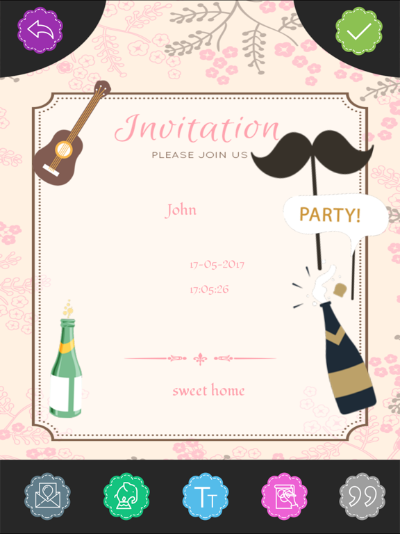 Custom Party Invitation Card iPad screenshot