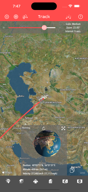 Screenshot 3D di ISS Real-Time Tracker