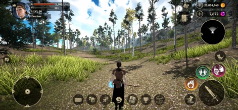 Evil Lands: Epic MMORPG game - Users can freely explore the immersive, lush forest environment, benefiting from dynamic lighting that enhances the sense of adventure.