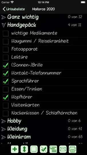 Screenshot von Urlaubsliste auf dem iPhone 2