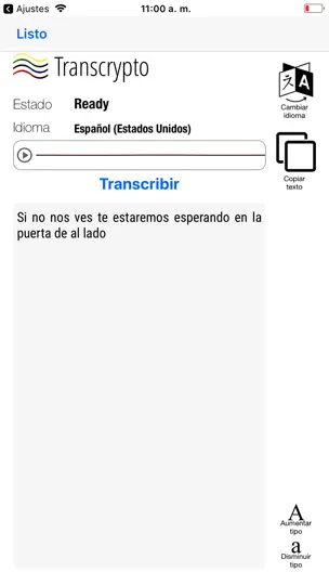 Captura de pantalla de Transcrypto Audio Transcriber en iPhone 2