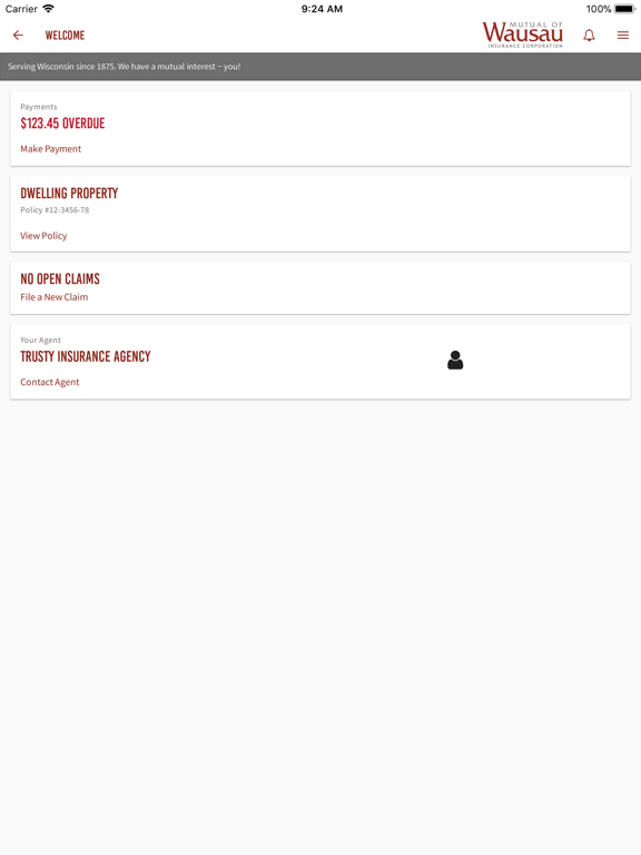 Mutual of Wausau Insurance iPad screenshot 1 - Business app