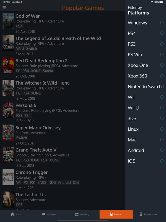 Games Tracker iPad screenshot 6 - Entertainment app