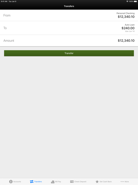 Princeton Federal CU Mobile iPad screenshot 4 - Finance app