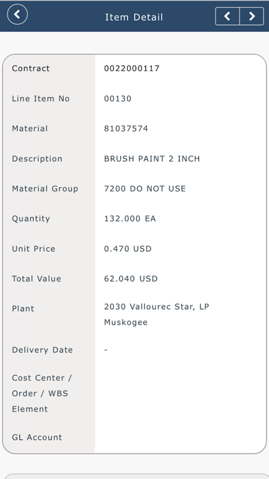 Vallourec Document Approvals iPhone screenshot