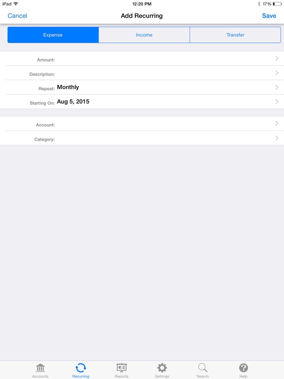 Checkbook - Budget & Expenses iPad screenshot