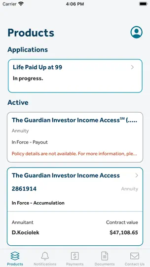 GUARDIAN® Accounts & Policies iPhone Screenshot 1