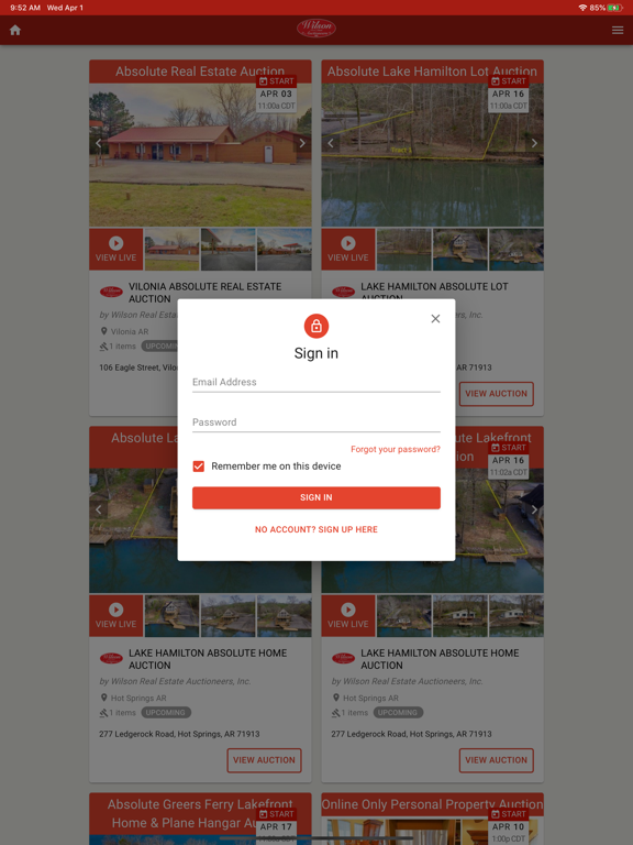 Wilson Auctioneers iPad screenshot 2 - Business app