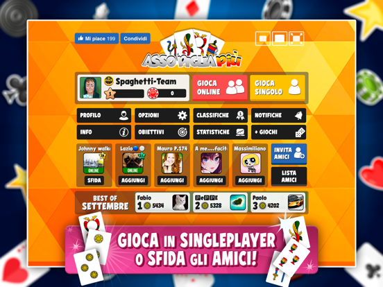Assopiglia Più - Card Games iPad screenshot