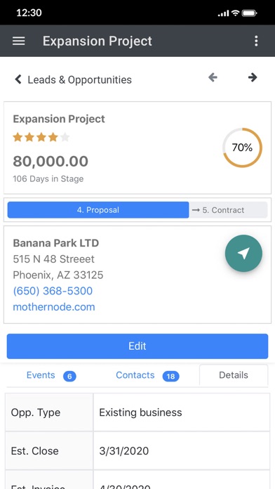 Mothernode CRM iPhone screenshot 3 - Business app