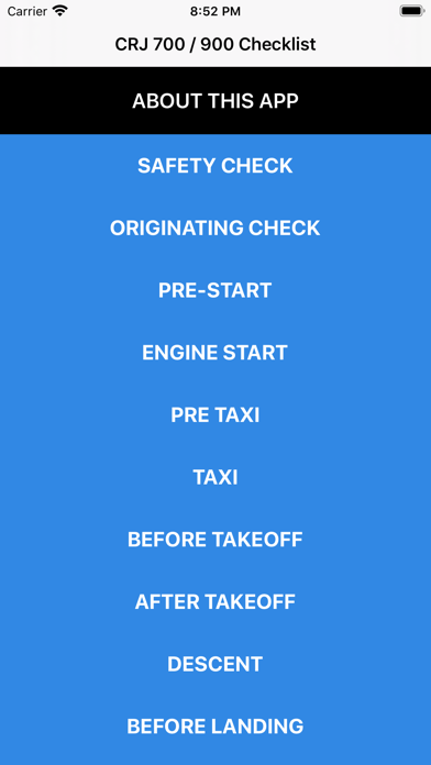 CRJ Checklists Screenshot