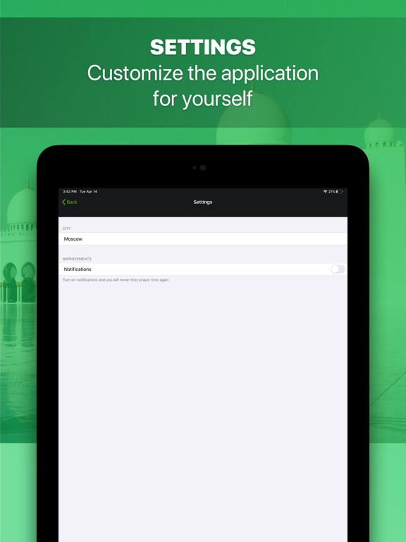 Muslim Pray Times Qibla Finder iPad screenshot 5 - Reference app