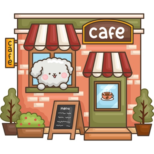 Poodle at Cafe Stickers