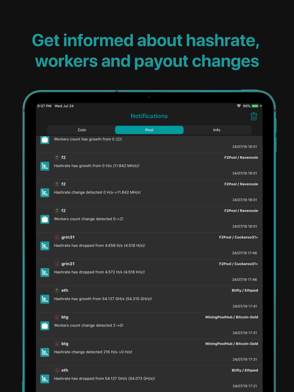 Crypto mining tracker MinerBox iPad screenshot 4 - Finance app