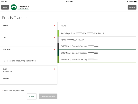 Farmers State Bank of Waterloo iPad screenshot 3 - Finance app