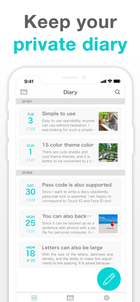 Simple Diary - Daily Journal - Discover the clean interface where users can easily browse daily entries and see photo snippets integrated into their personal journal timeline.