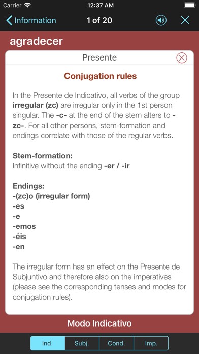 VerbForms Español Screenshot