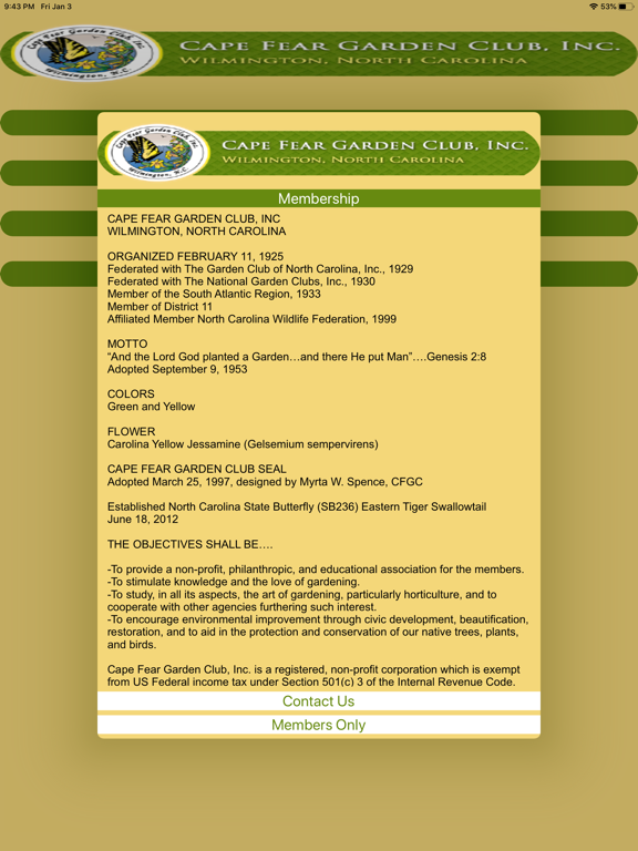 Cape Fear Garden Club iPad screenshot