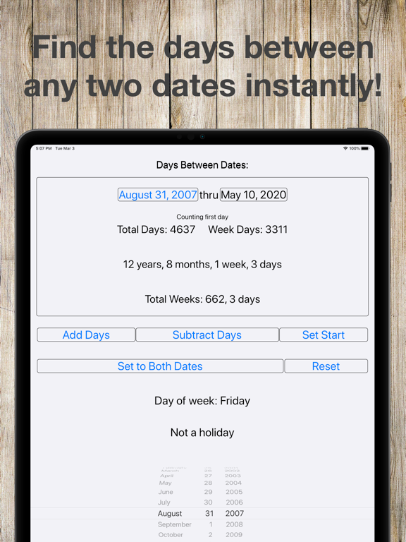 Between Dates Calendar Math iPad screenshot 4 - Utilities app