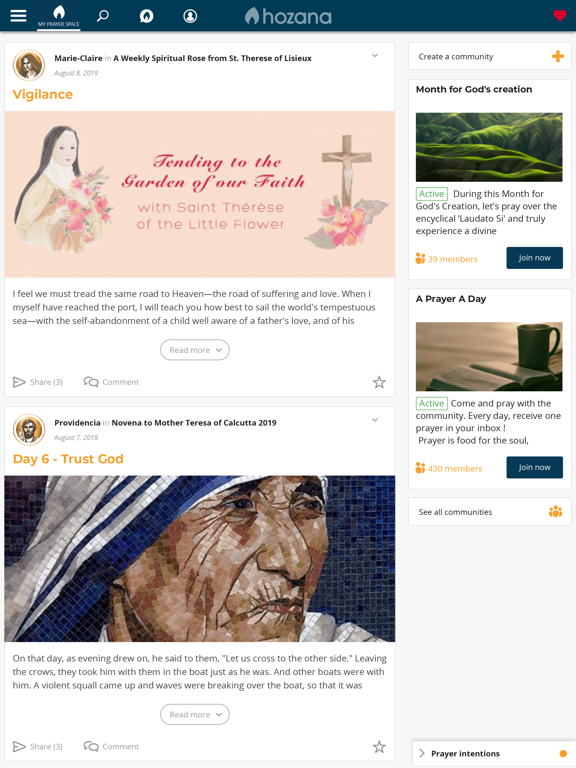 Hozana - Christian prayer iPad screenshot 5 - Social Networking app