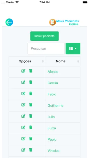 Meus Pacientes Online iPhone Screenshot 2