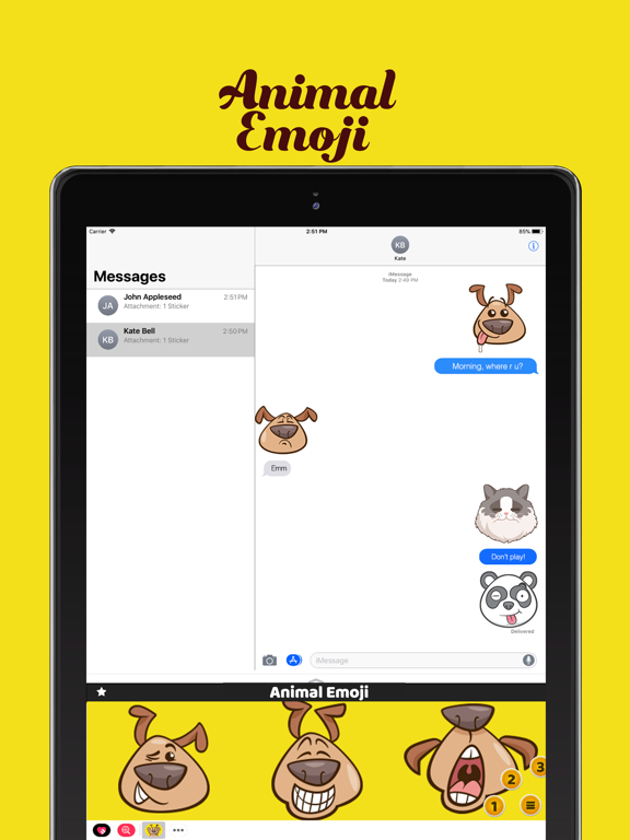 Animal Emoji Chat – Cute Pets iPad screenshot 3 - Stickers app