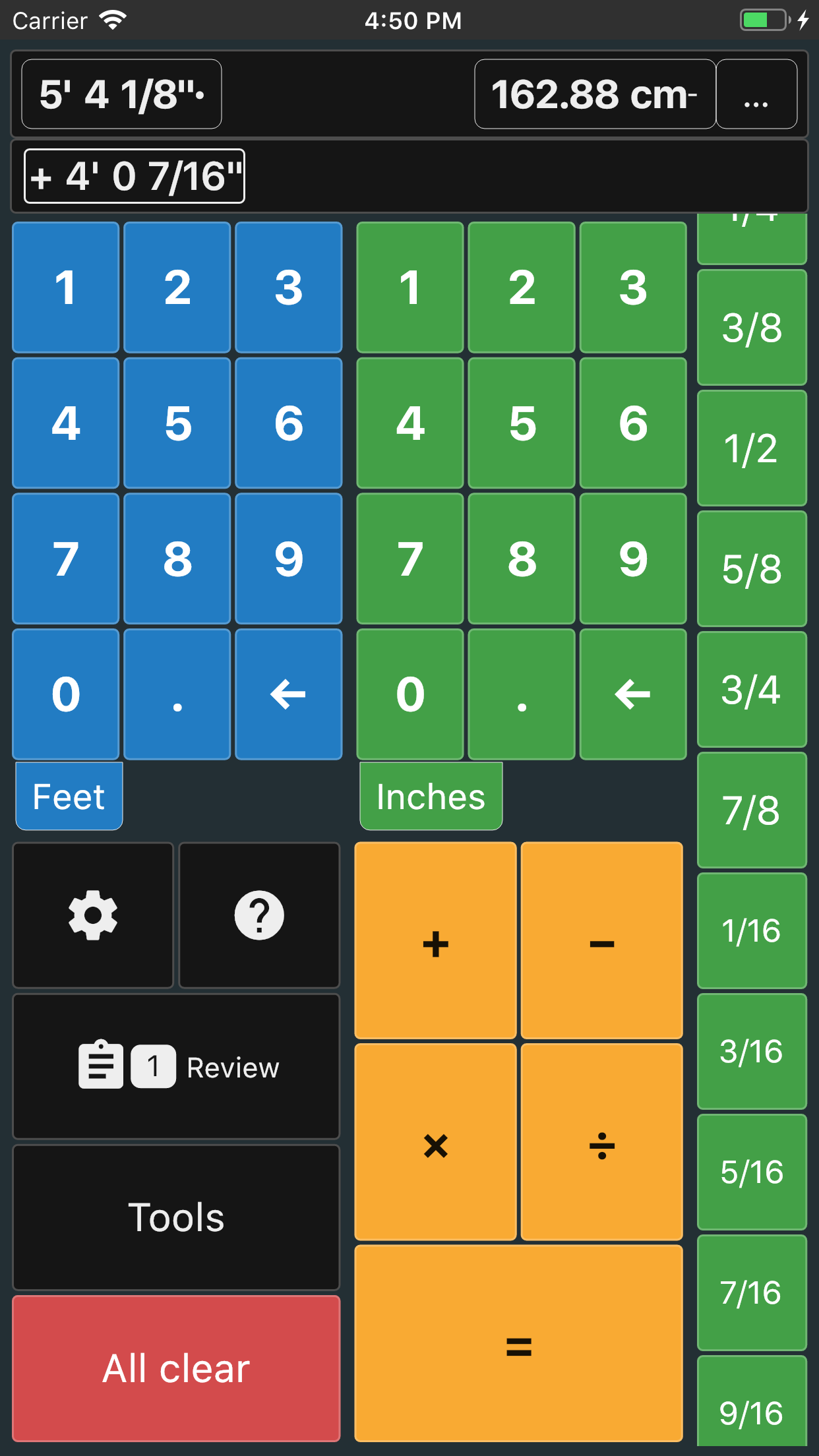 Feet and Inches Calculator screenshot 1