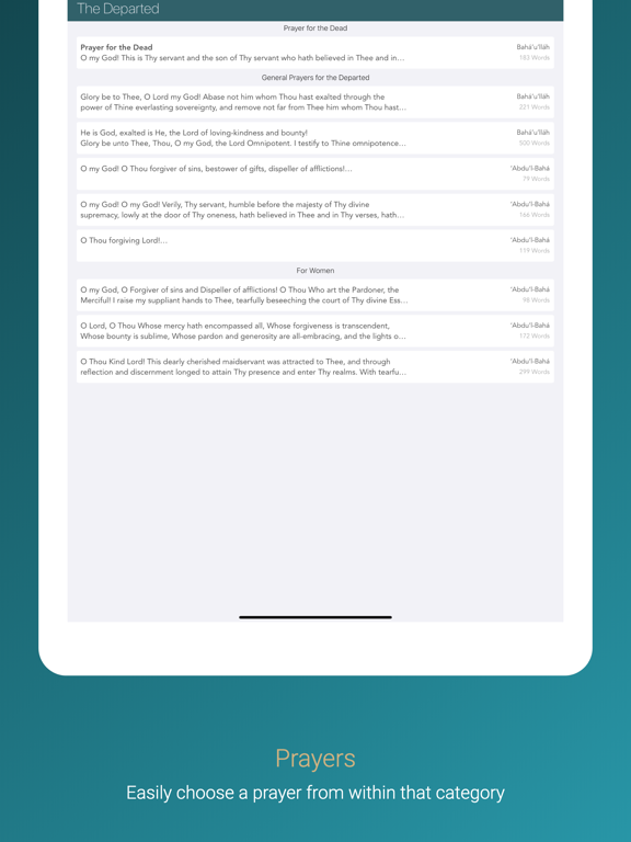 Bahá'í Prayers iPad screenshot 4 - Utilities app