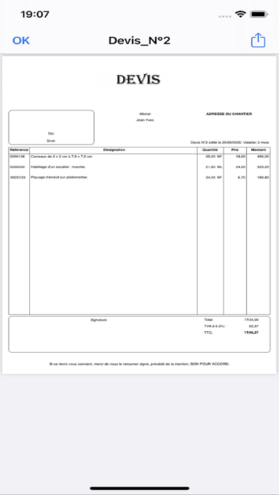 Devis et. Factures Bâtiment Screenshot