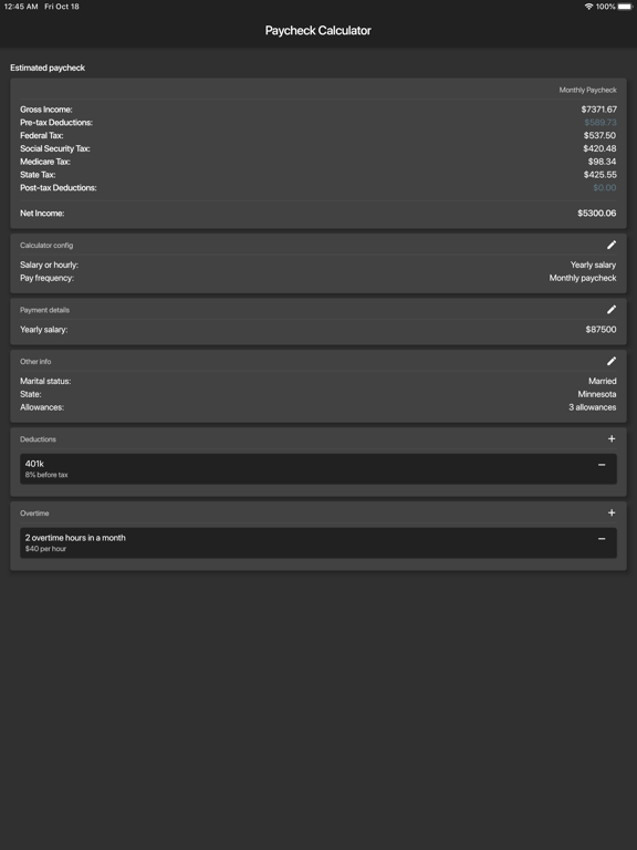Paycheck Calculator US - Pay44 iPad screenshot 6 - Finance app