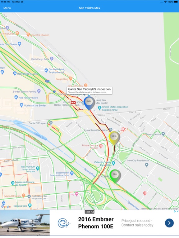 Border Wait Times - CBP iPad screenshot 1 - Navigation app