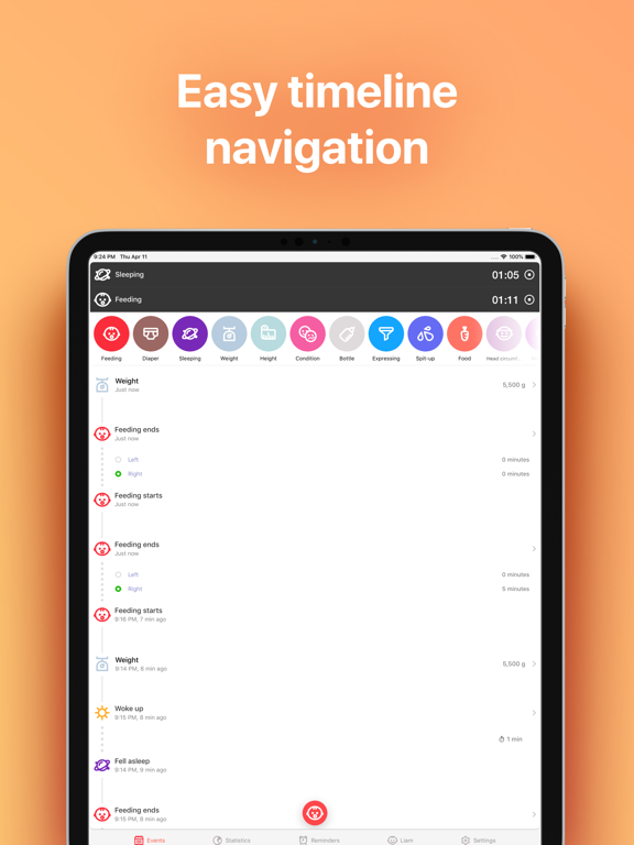 Baby Tracker・Breastfeeding Log iPad screenshot
