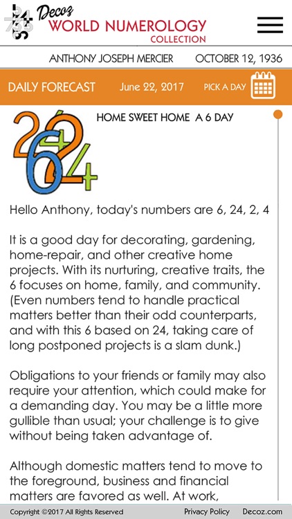 World Numerology for iPhone