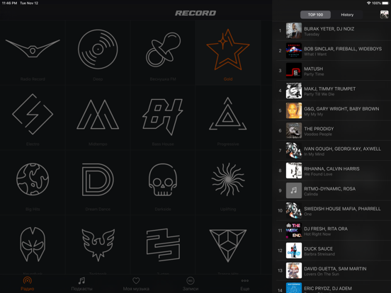 Radio Record Music and Podcast iPad screenshot 7 - Music app