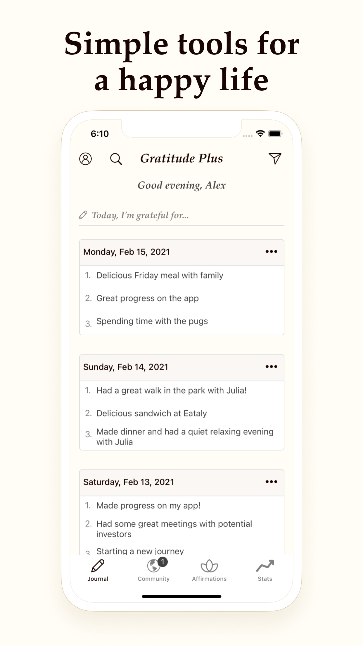 Gratitude Plus – Journal screenshot 1