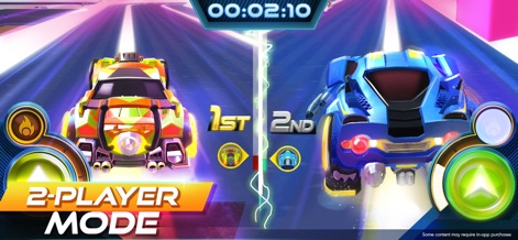 Race Craft - Kids Car Games - This view highlights the engaging split-screen interface designed for two players, clearly displaying real-time position indicators for "1st" and "2nd" place.