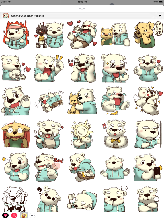 Bear Stickers: Cute Emojis iPad screenshot 1 - Stickers app