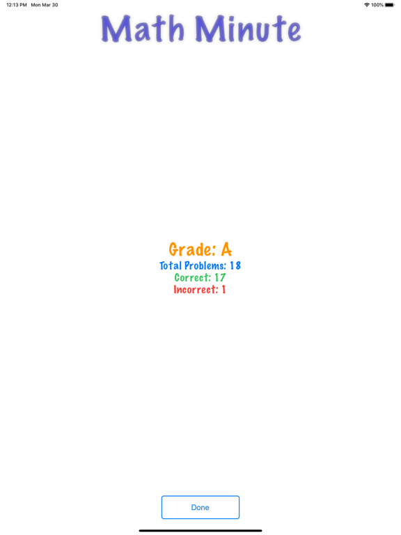 Math Minute iPad screenshot
