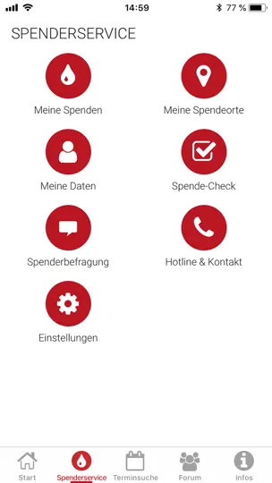 Screenshot von Blutspende auf dem iPhone 4