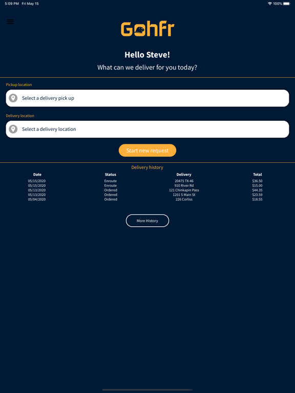 Gohfr iPad screenshot 1 - Business app