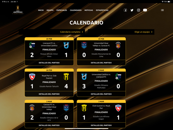 CONMEBOL Libertadores iPad screenshot 5 - Sports app