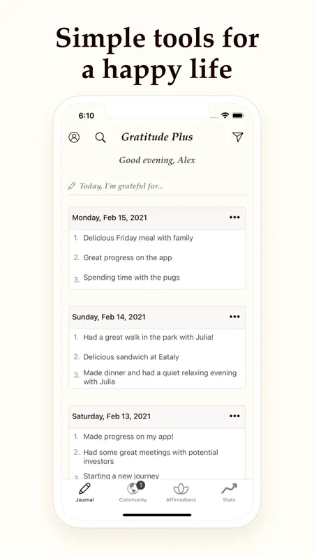 Gratitude Plus – Journal screenshot 1 of 7