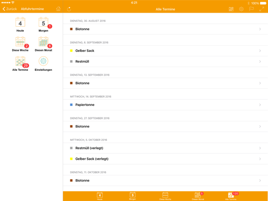 Abfall-App BB iPad screenshot