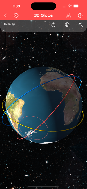 Captura de tela 3D do rastreador em tempo real da ISS